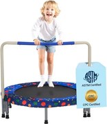 VEVOR Kindertrampoline, buitentrampoline 91,44 cm, opvouwbare trampoline met handvat, reboundtrampoline, tuintrampoline voor peuters, verjaardagscadeau voor kinderen vanaf 3 jaar, draagvermogen 100 kg, blauw