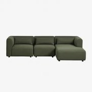 Rechtsmodulaire Chaise Longue Bank Van 3 Delen Fogler Chenille Groen – Salie - Sklum