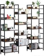 VEVOR Metalen boekenplank, 14-laags rechthoekige industriële boekenkast, groot rustiek opbergrek met open planken, vrijstaand opbergrek voor de woonkamer