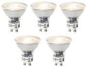 Set van 5 GU10 dimbare LED lampen 7W 600 lm 3000K