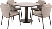 Sarah Barolo dining tuinset 120 cm rond 5 delig keramiek terre Taste 4SO