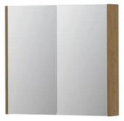 INK SPK2 Spiegelkast - 80x14x74cm - 2 deuren - dubbelzijdige Spiegel - schakelaar en stopcontact - MDF Fineer Natur 1105221