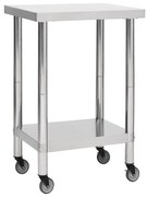 vidaXL Keukenwerktafel met wielen 60x60x85 cm roestvrij staal