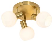 PlafondSpot / Opbouwspot / Plafondspot goud met opaal glas 3-lichts verstelbaar - Anouk Art Deco E14 rond Binnenverlichting Lamp