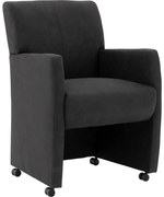 Goossens Eetkamerstoel Alex antraciet microvezel met armleuning en met wielen, stijlvol landelijk