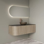 Gliss Design Alluro badmeubel ribbelfront met ronding links 120cm corn silk en zwart leisteen toppaneel