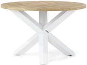 Dining Tuintafel rond 120 cm Teak Wit Wellington