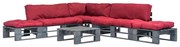 vidaXL 6-delige Loungeset pallet met rode kussens hout