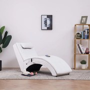 vidaXL Massage chaise longue met kussen kunstleer wit