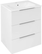 Sapho Cirasa badmeubel 60cm met 3 lades wit glans met witte wastafel