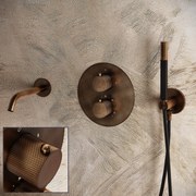 Saniclear Antique Curved Pro inbouw badkraan rond verouderd messing