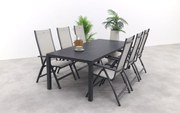 Hartman Monza alu/Chaneo verstelbare tuinset - 220x100 cm. - 7-delig