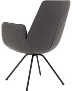 Goossens Excellent Eetkamerstoel Mabach grijs leer graden draaibaar met armleuning, stijlvol landelijk