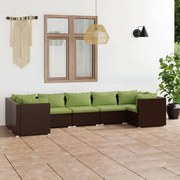 vidaXL 7-delige Loungeset met kussens poly rattan bruin