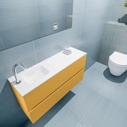 Mondiaz Ada 100cm toiletmeubel ocher met wastafel talc links 1 kraangat