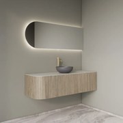 Gliss Design Alluro badmeubel ribbelfront met ronding links 140cm corn silk en wit marmer toppaneel