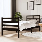 vidaXL Bedframe massief hout zwart 75x190 cm 2FT6 small single