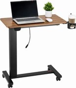 VEVOR Overbedtafel Mobiel nachtkastje met 4 wielen, elektrisch heffend met upgradeknop, rollend laptopbureau met bekerhouder, in hoogte verstelbaar overbedbureau