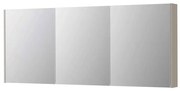 INK SPK2 Spiegelkast - 180x14x74cm - 3 deuren - dubbelzijdige Spiegel - schakelaar en stopcontact - MDF lak Mat kasjmier grijs 1105579