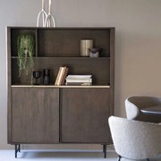 Eleonora Lio Boekenkast Donker Hout Met Travertin Blad - 120x41x150cm.