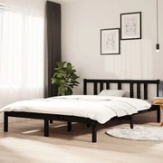 vidaXL Bedframe massief hout zwart 140x200 cm