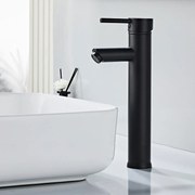 Saniclear Nero hoge wastafelkraan zwart met eenhendel bediening