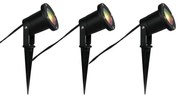 Set van 3 smart prikspots zwart incl. snoer en stekker 200cm IP65 incl. Zigbee GU10 - Basic