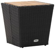 vidaXL Theetafel 41,5x41,5x43 cm poly rattan massief acaciahout zwart