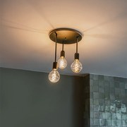 Smart plafondlamp met dimmer zwart incl. 3 Wifi G95 - Facil Modern E27 rond Binnenverlichting Lamp
