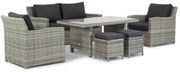 Stoel en Bank Loungeset 6 personen Wicker Grijs  Garden Collections Giardino/Napoli