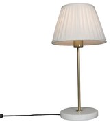 Retro tafellamp messing met Plisse kap wit 25 cm - Kaso Retro E27 rond Binnenverlichting Lamp