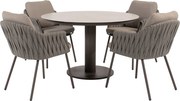 Sarah Cannes dining tuinset 120xH75 cm rond 5 delig keramiek terre Taste 4SO
