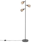 Design vloerlamp zwart met goud 3-lichts - Noud