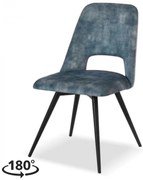 Eetkamerstoel - Malmo - Draaibaar - stof Velours Adore Niagara blauw