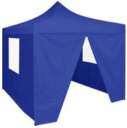 vidaXL Partytent met 4 zijwanden inklapbaar 2x2 m staal blauw