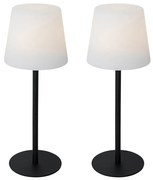 Buitenlamp met dimmer LED Set van 2 tafellamp met dimmeren zwart oplaadbaar 40 cm IP54 - Jude Modern IP54 Buitenverlichting rond Lamp