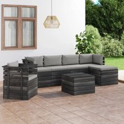 vidaXL 7-delige Loungeset met kussens pallet massief grenenhout