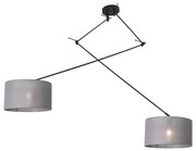 Hanglamp zwart met kap 35 cm grijs verstelbaar 2-lichts - Blitz Modern E27 rond Binnenverlichting Lamp