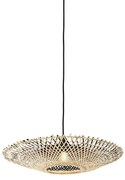 Oosterse hanglamp zwart met bamboe 50cm - RinaOosters E27 rond Binnenverlichting Lamp