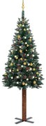 vidaXL Kerstboom met LED's en kerstballen smal 210 cm groen