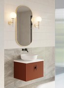 Muebles Ezra badmeubel ribbelfront 60cm terracotta met wit toppaneel zonder waskom