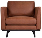 Fauteuil Odissi met houten plaat - leer Kentucky cognac 09 - 84 cm breed