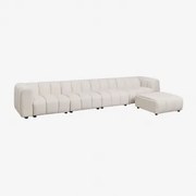4-delige Modulaire Bank En Poef In Bouclé-stof Eliot Bouclé Crèmebeige - Sklum
