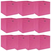 vidaXL Opbergboxen 10 st 32x32x32 cm stof roze