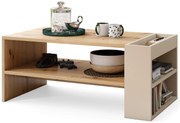 NEFRI Eikenhout Artisan / beige - MODERNE KOFFIETAFEL MET LEGPLANK