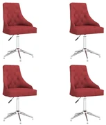 vidaXL Eetkamerstoelen draaibaar 4 st stof wijnrood