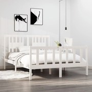 vidaXL Bedframe massief hout wit 135x190 cm 4FT6 Double