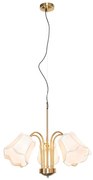 Stoffen Klassieke hanglamp messing met witte lampenkap 5-lichts - Nona Klassiek / Antiek E27 rond Binnenverlichting Lamp