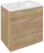 Sapho Cirasa badmeubel 70cm met 3 lades eiken met witte wastafel