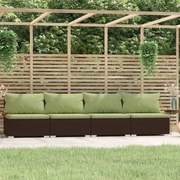 vidaXL Bank 4-zits met kussens poly rattan bruin